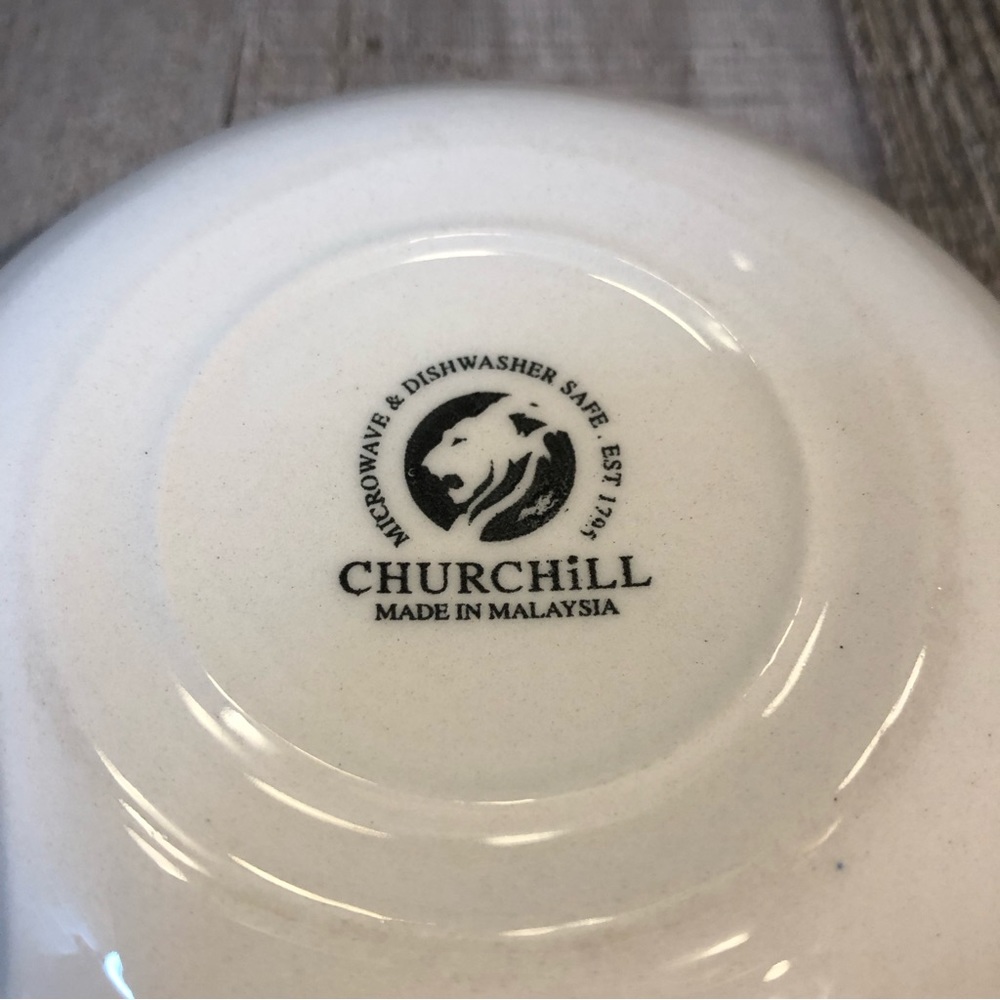 Six Churchill Blue and White Flower Bowls - Picture 2 of 4